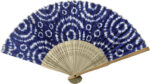 すす竹扇子　藍色染しぼり