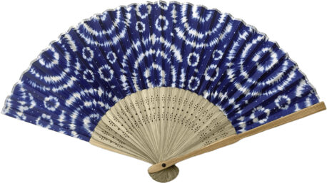 すす竹扇子　藍色染しぼり