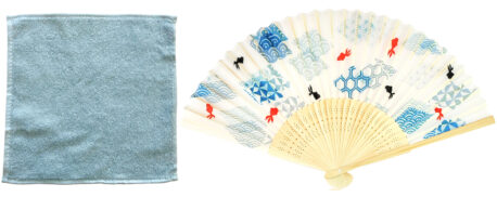 抗菌タオルハンカチ グレー＆金魚