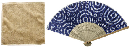 抗菌タオルハンカチ モカ＆藍色染しぼり