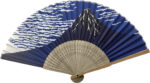 すす竹扇子　藍色染富士